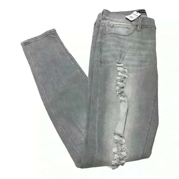 Express Denim - Women Express Mid Rise Gray Distressed Leggings-NWT